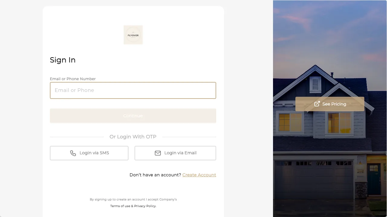 Spiro sign-in screen with the See Pricing button highlighted on the right