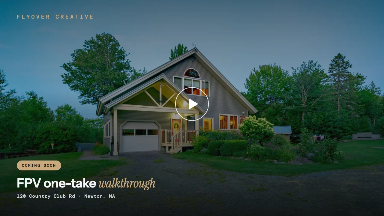 FPV one-take walkthrough at 120 Country Club Rd, Newton MA, coming soon
