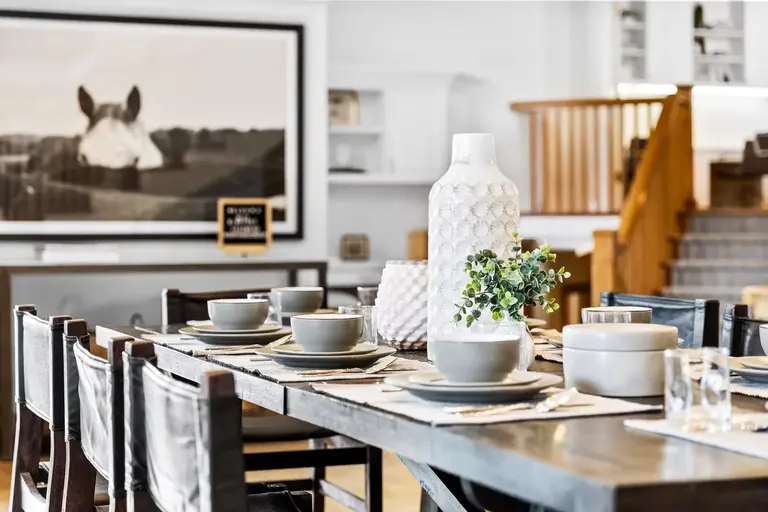 Furnished dining space showing table placement and seating capacity