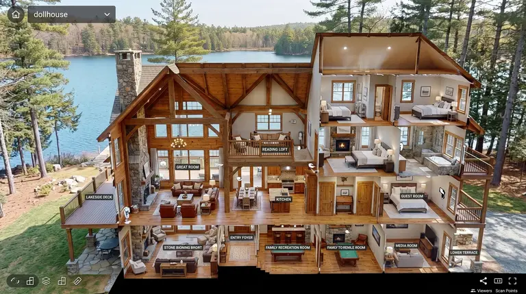 Matterport dollhouse view of a multi-level Greater Boston home