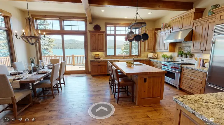 Matterport walkthrough view of a kitchen and dining area